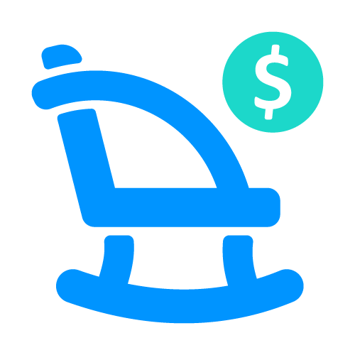 Ilustrao de cadeira de balano e dinheiro.